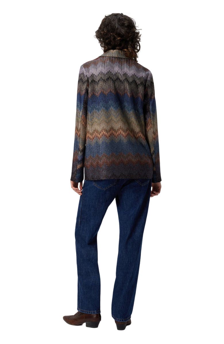 Missoni Single-breasted Blazer With Snake Pattern And Lamé Threads, Alternate, color, Blue