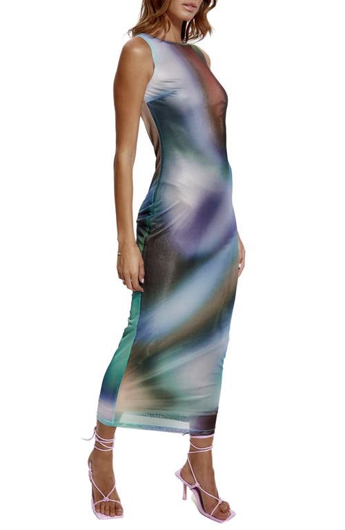 Rare London Blur Mesh Maxi Dress In Multi