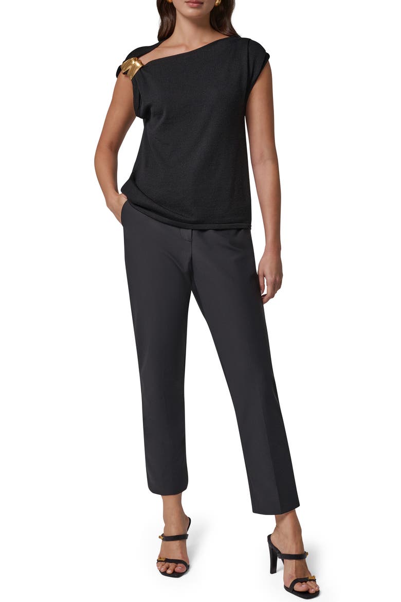 Asymmetric Extra Fine Merino Wool Sweater, Alternate, color, BLACK