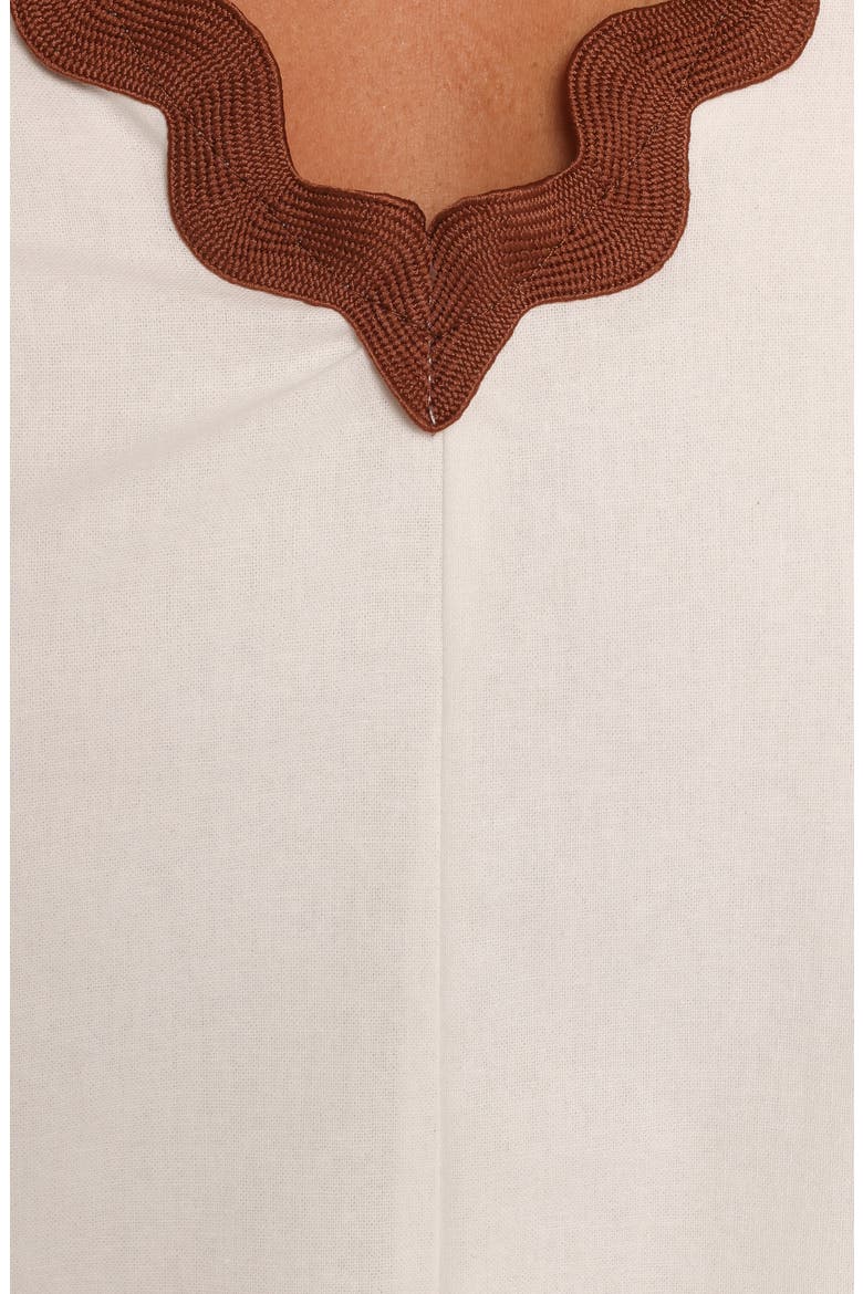 Calliope Rickrack Trim Cotton & Linen Minidress, Alternate, color, WHITE TAN
