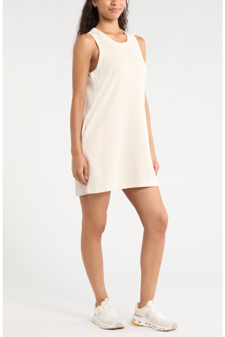 Piqué Mesh Scuba Tank Dress, Alternate, color, IVORY WHITECAP