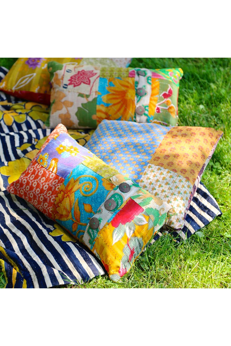 Sari Motif Cushion Cover, Alternate, color, Multi