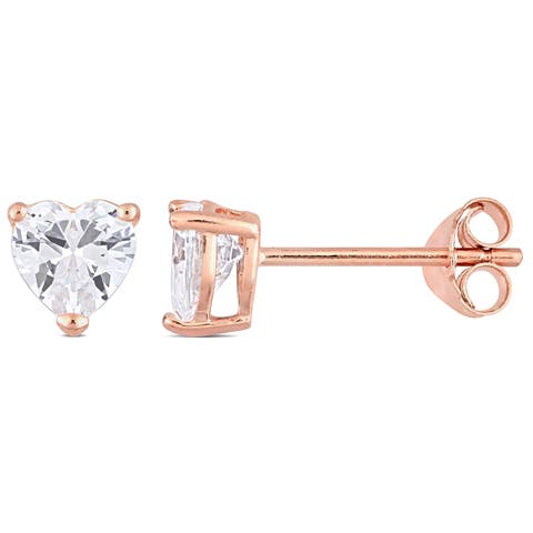 Cubic Zirconia Heart Stud Earrings