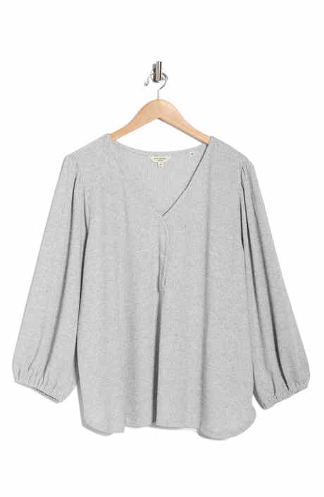 MAX STUDIO Three-Quarter Sleeve Henley Top