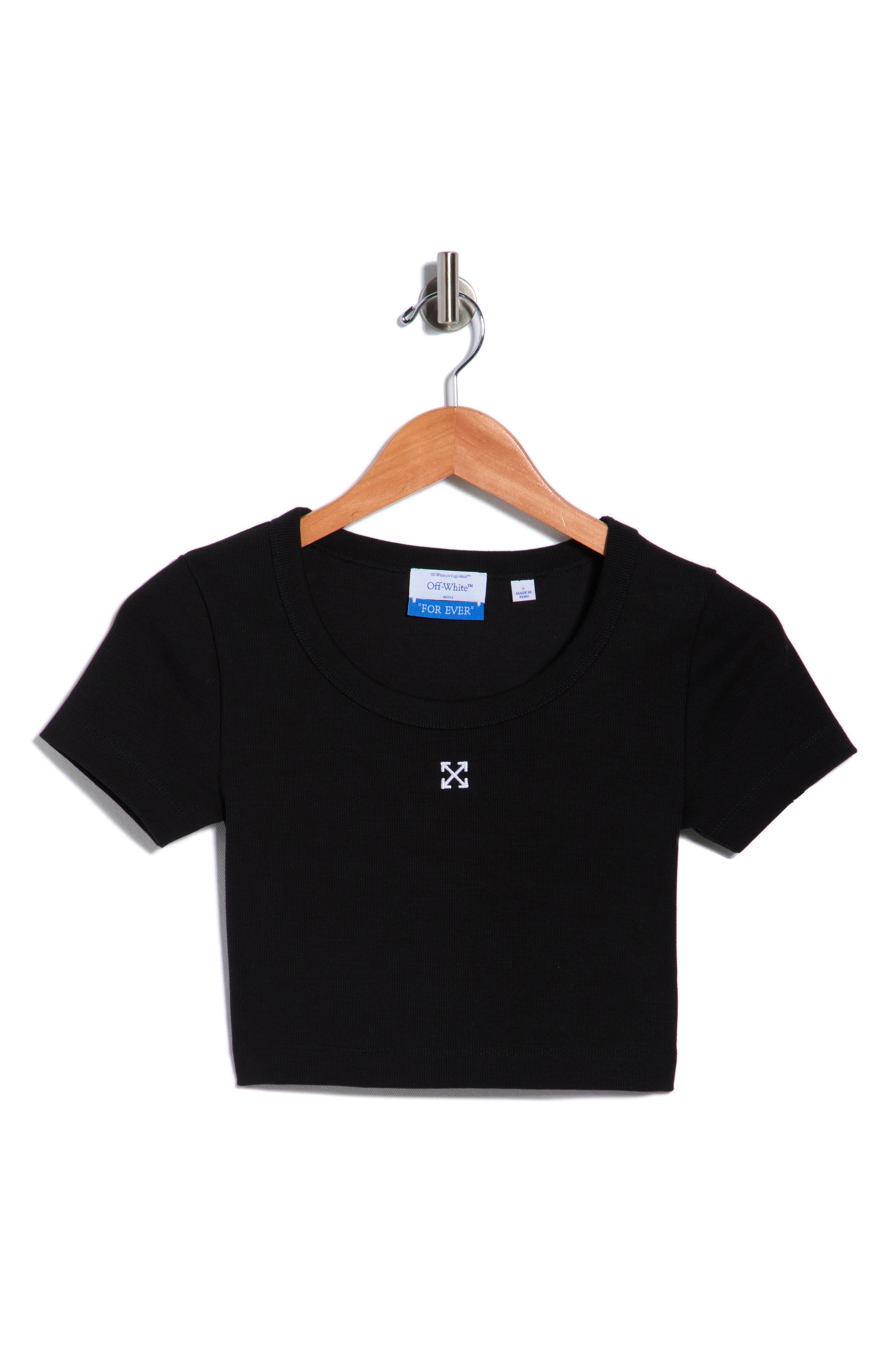 Off-White Ribbed Crop T-Shirt
