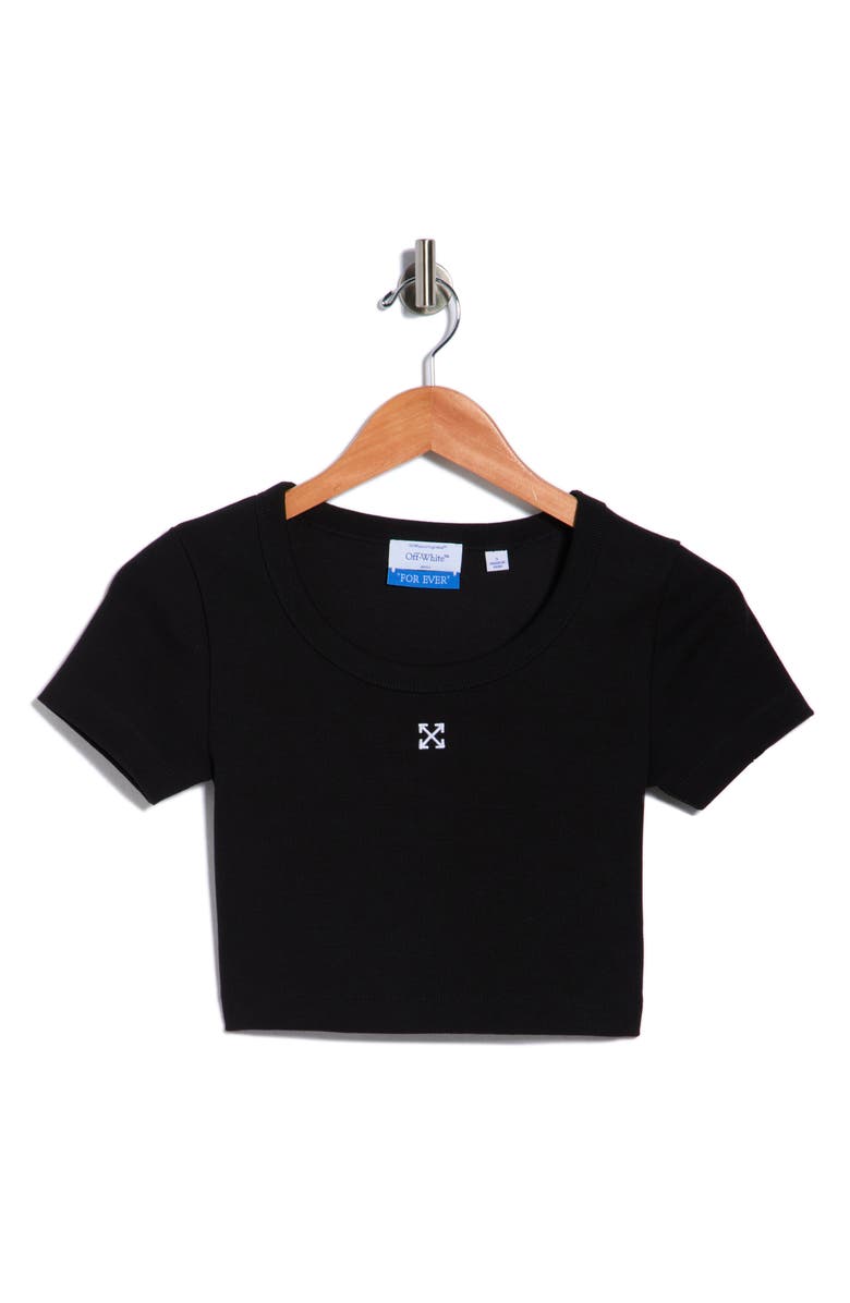 Off-White Ribbed Crop T-Shirt, Main, color, Black Night