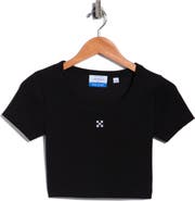 Off-White Ribbed Crop T-Shirt