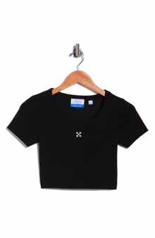 Off-White Ribbed Crop T-Shirt