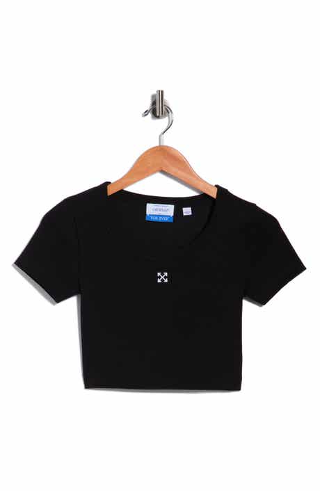 Off-White Ribbed Crop T-Shirt