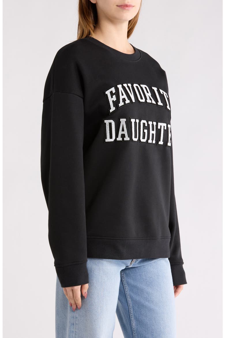 The Collegiate Embroidered Graphic Sweatshirt, Alternate, color, BLACK/ VELVET WHITE