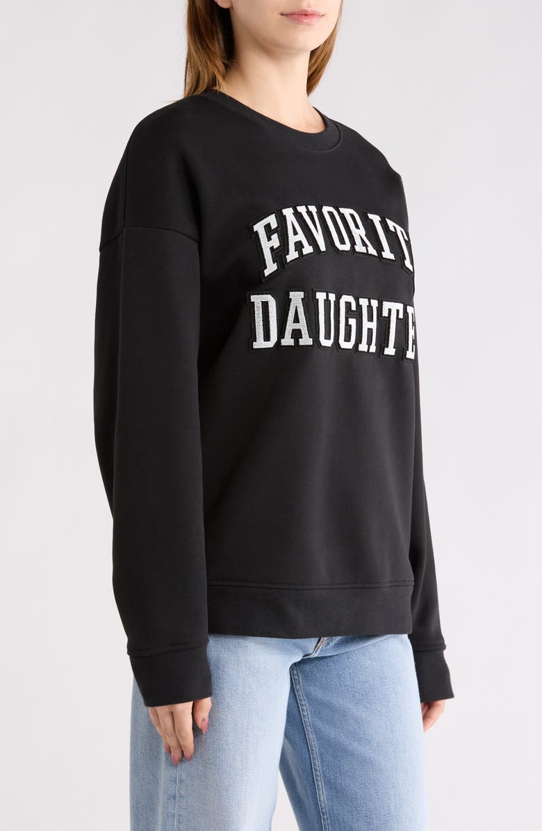 Favorite Daughter The Collegiate Embroidered Graphic Sweatshirt, Alternate, color, Black/ Velvet White
