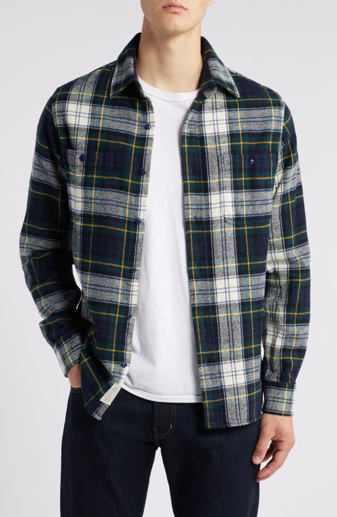 Two-Pocket Long Sleeve Flannel Button-Up Shirt