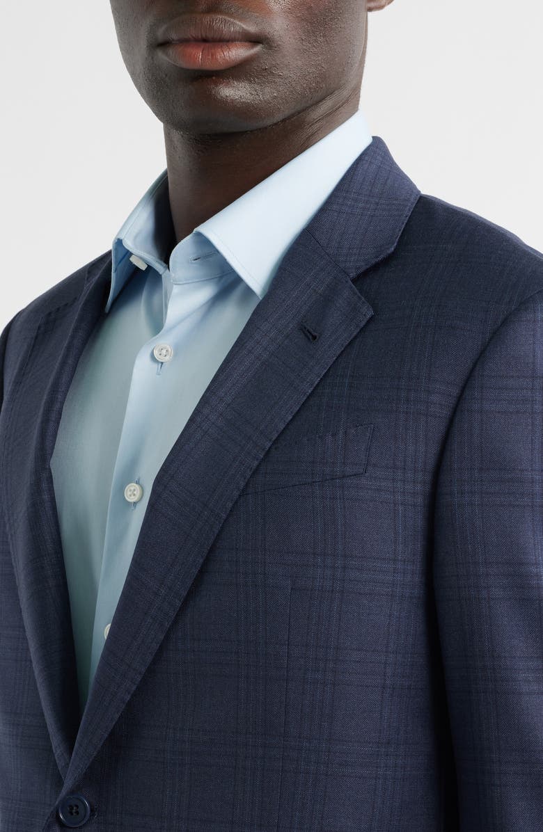 Emporio Armani Navy Blue Check Wool Suit, Alternate, color, Plaid Blue