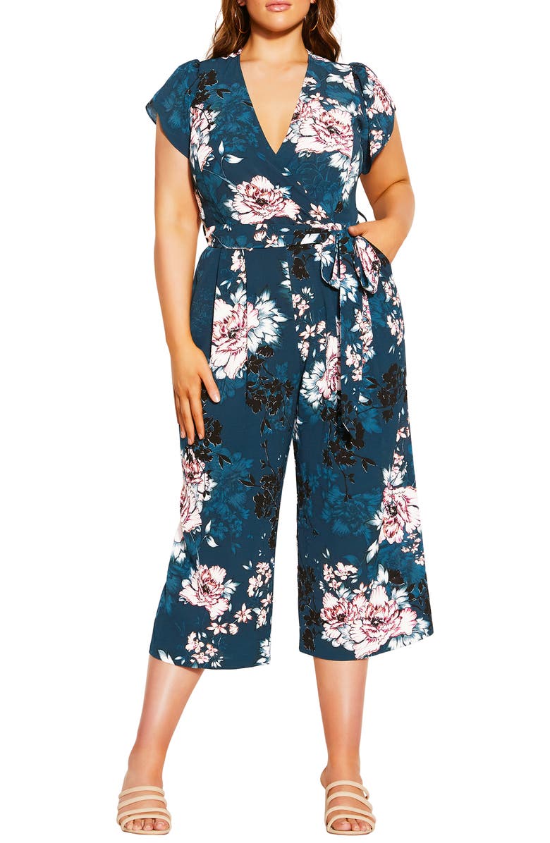 City Chic Blossom Floral Jumpsuit, Main, color, 