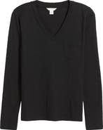 Caslon® Long Sleeve V-Neck T-Shirt