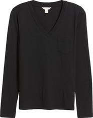 Caslon® Long Sleeve V-Neck T-Shirt