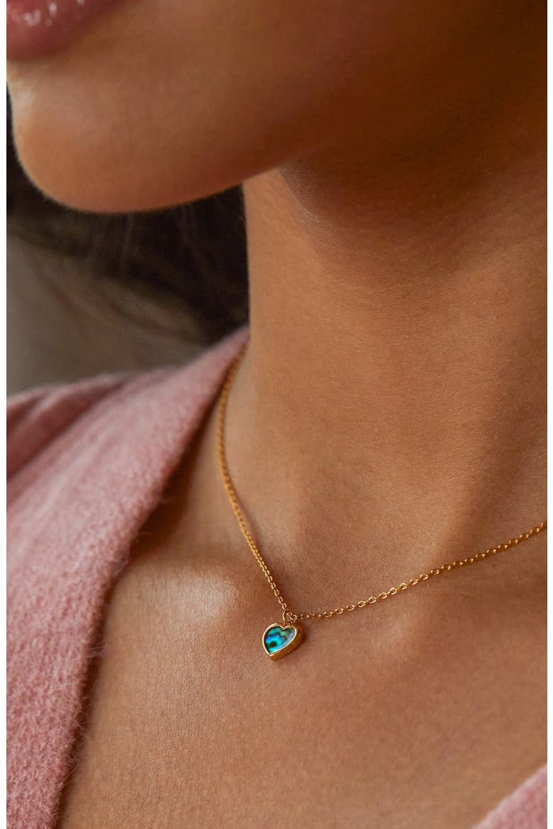 Abalone Heart Necklace, Alternate, color, GOLD