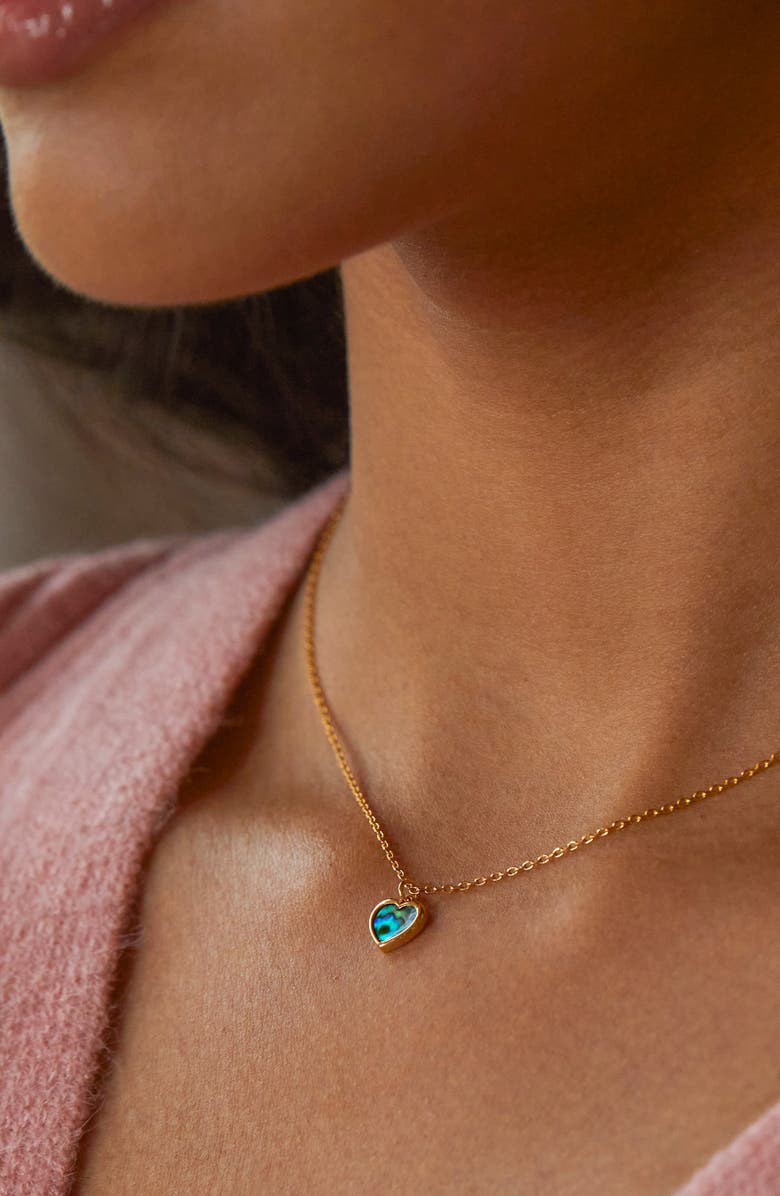 Estella Bartlett Abalone Heart Necklace, Alternate, color, Gold