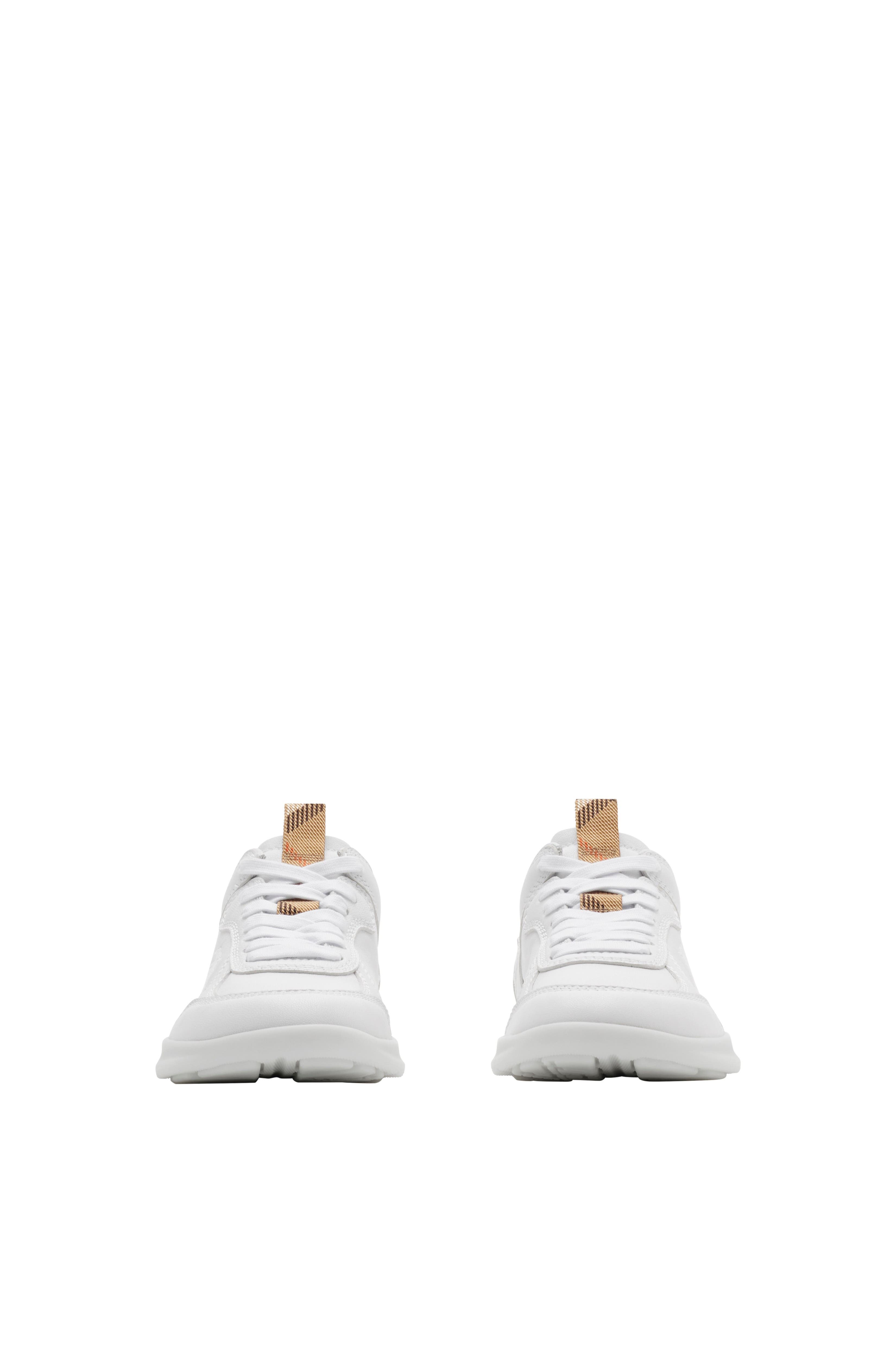 Burberry Leather Matrix Sneakers, Alternate, color, Optic White