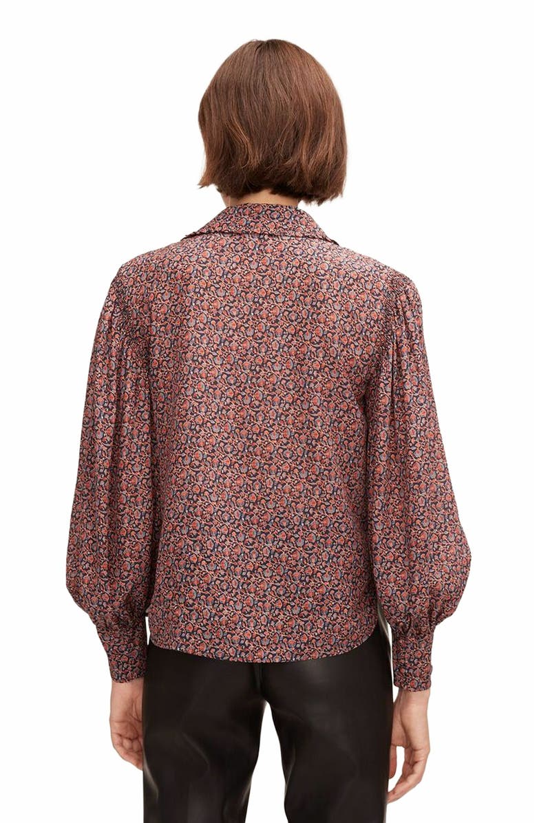 Rebecca Taylor Fleur Silk Blouse, Alternate, color, Fleur Navy Combo