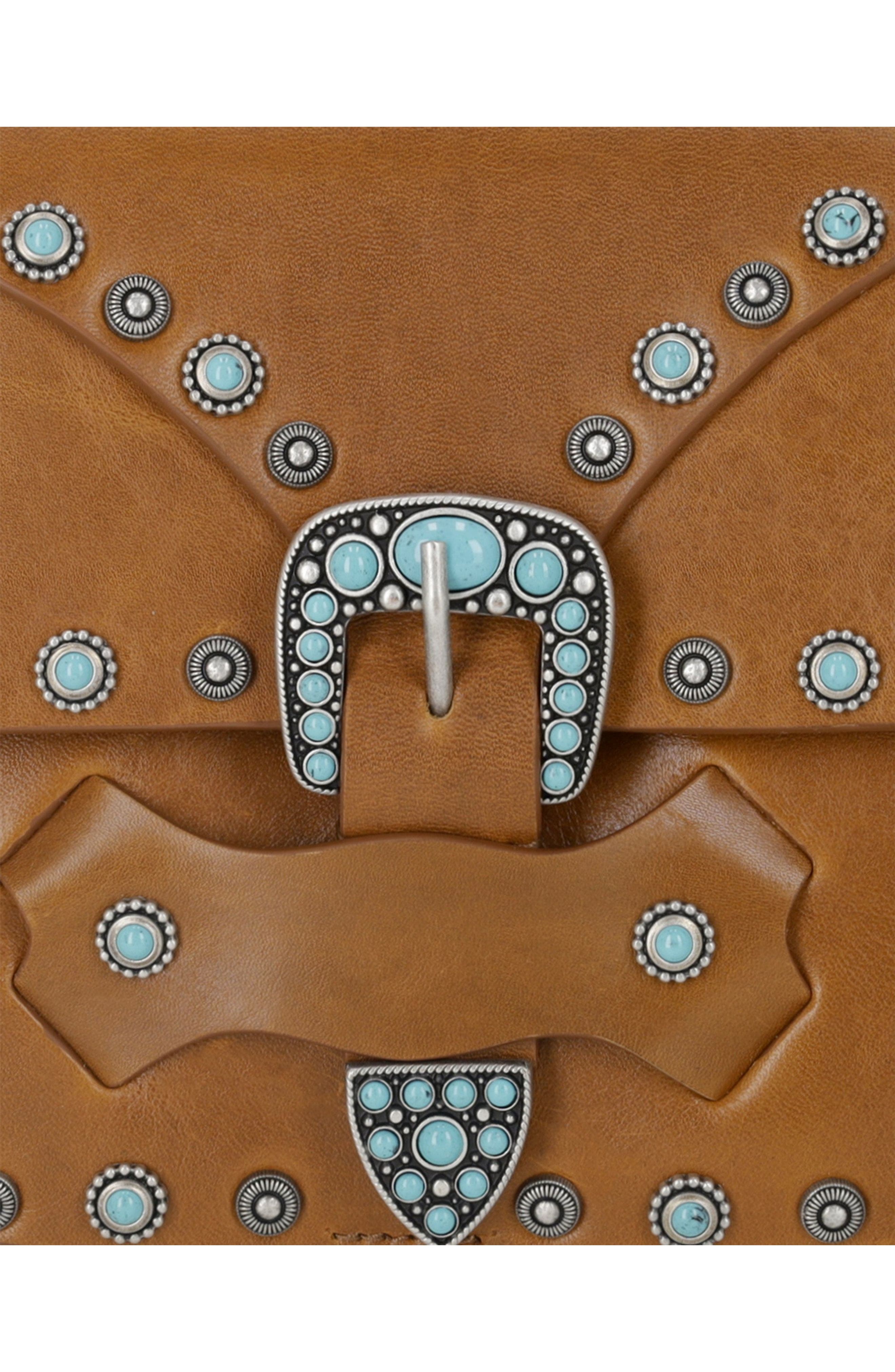 Fortela Turquoise Whisky Leather Bag, Alternate, color, Light Brown