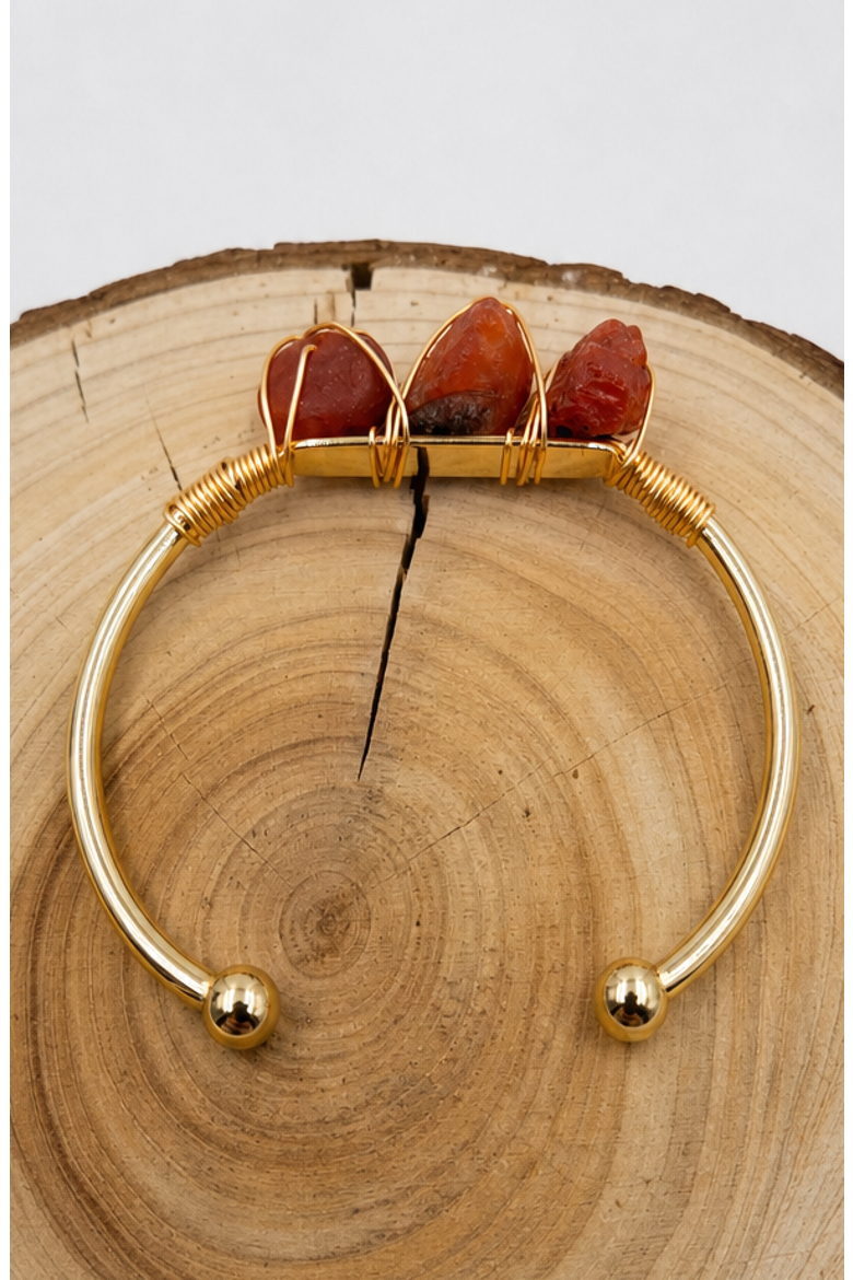 Gemstone Wire Wrapped Bracelet, Alternate, color, Carnelian Yellow Gold