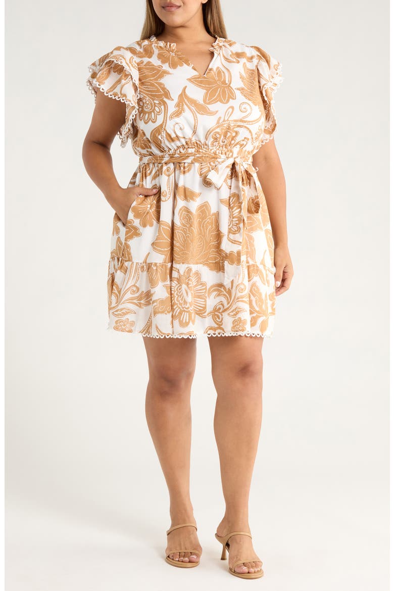 Nadya Floral Eriny Cotton Dress, Main, color, WHITE/ BISCUIT
