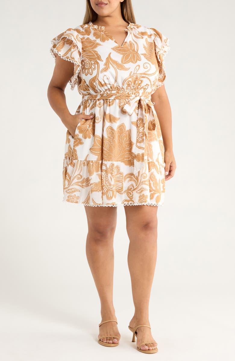 SUGARLIPS Nadya Floral Eriny Cotton Dress, Main, color, White/ Biscuit