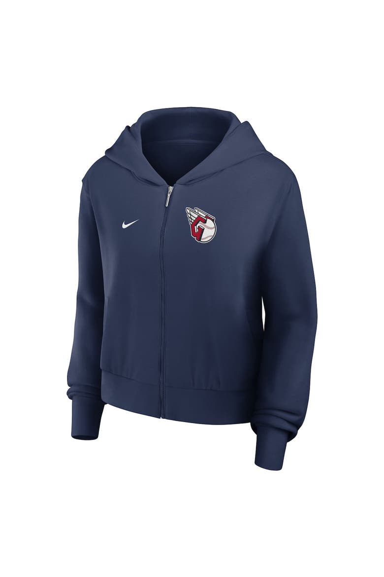 Women's Nike Navy Cleveland Guardians Cropped Chill Full-Zip Hoodie, Alternate, color, Navy