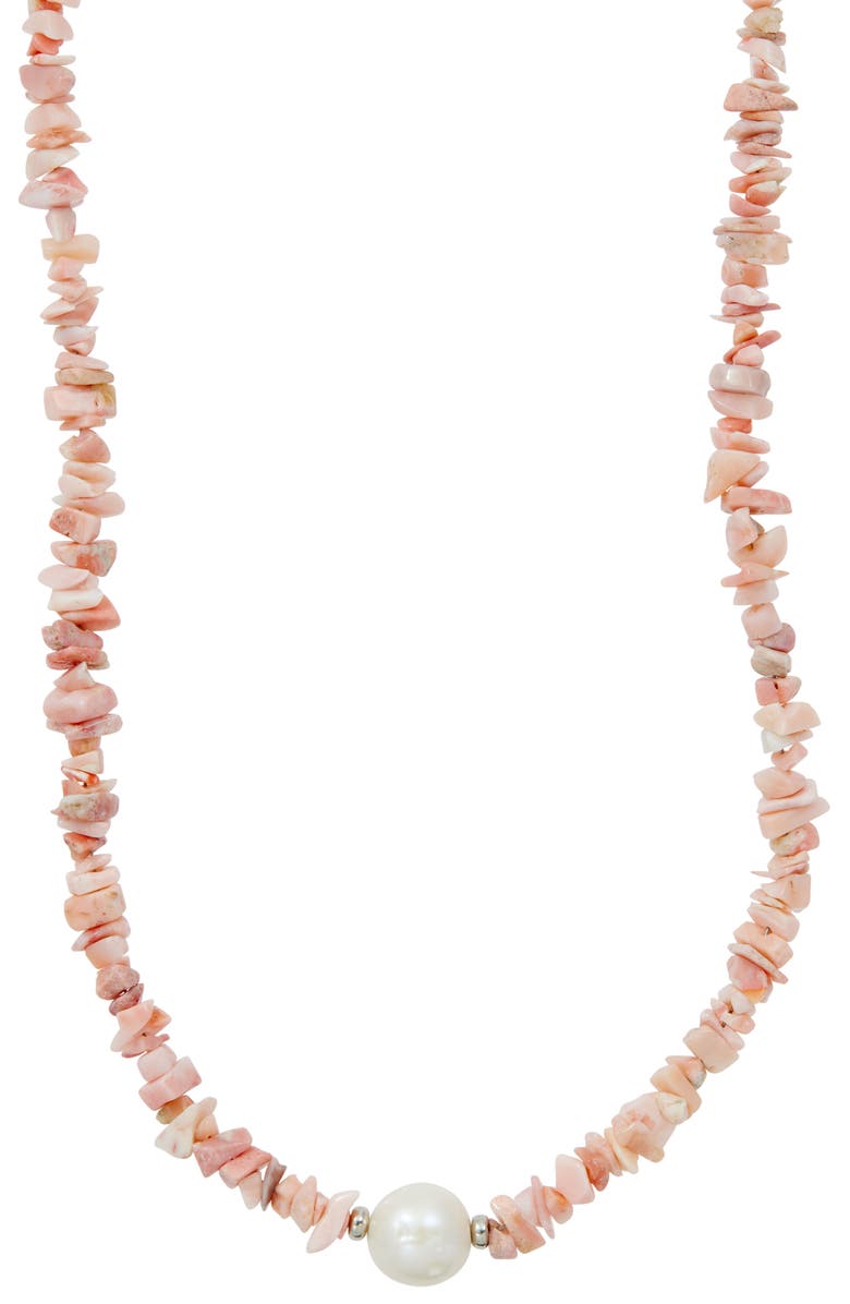 SAVVY CIE JEWELS Pink Opal & Freshwater Pearl Necklace, Main, color, Pink Opal/ Freshwater Pearl