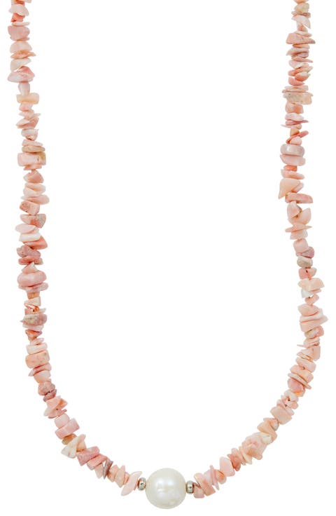 Pink Opal & Freshwater Pearl Necklace