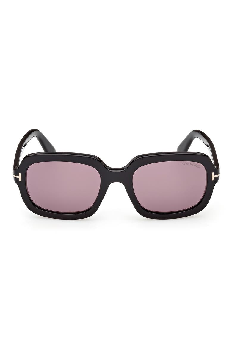 Lana 53mm Rectangular Sunglasses, Main, color, BLACK / T/ LOGO / VIOLET LENS