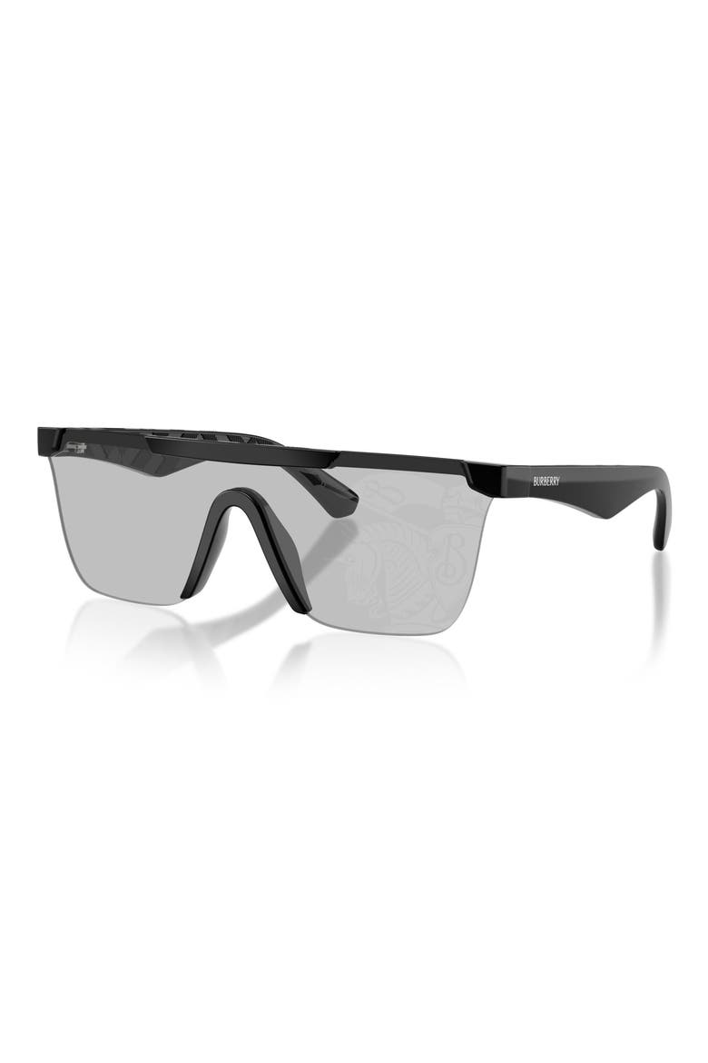141mm Rectangular Shield Sunglasses, Alternate, color, BLACK / LIGHT GREY SILVER