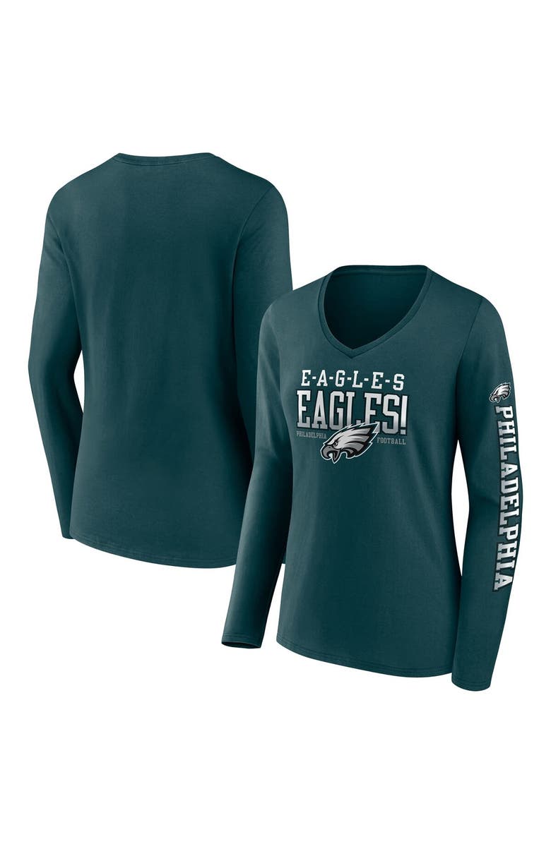 FANATICS Women's Fanatics Branded Midnight Green Philadelphia Eagles Hometown Sweep Long Sleeve V-Neck T-Shirt, Main, color, 