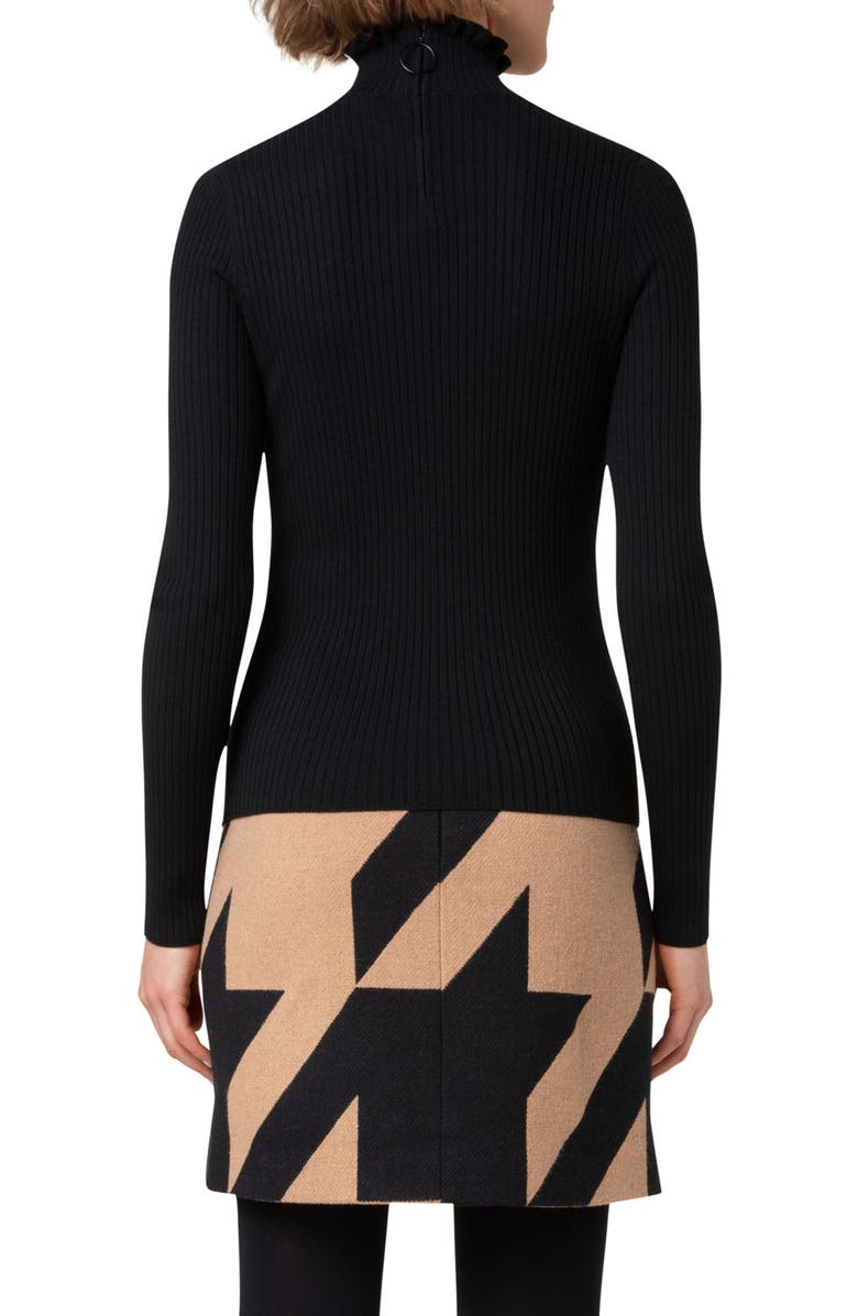 Akris punto Ruffle Mock Neck Wool Rib Sweater, Alternate, color, 