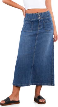 Wash Lab Denim Norah Stretch Denim Maxi Skirt