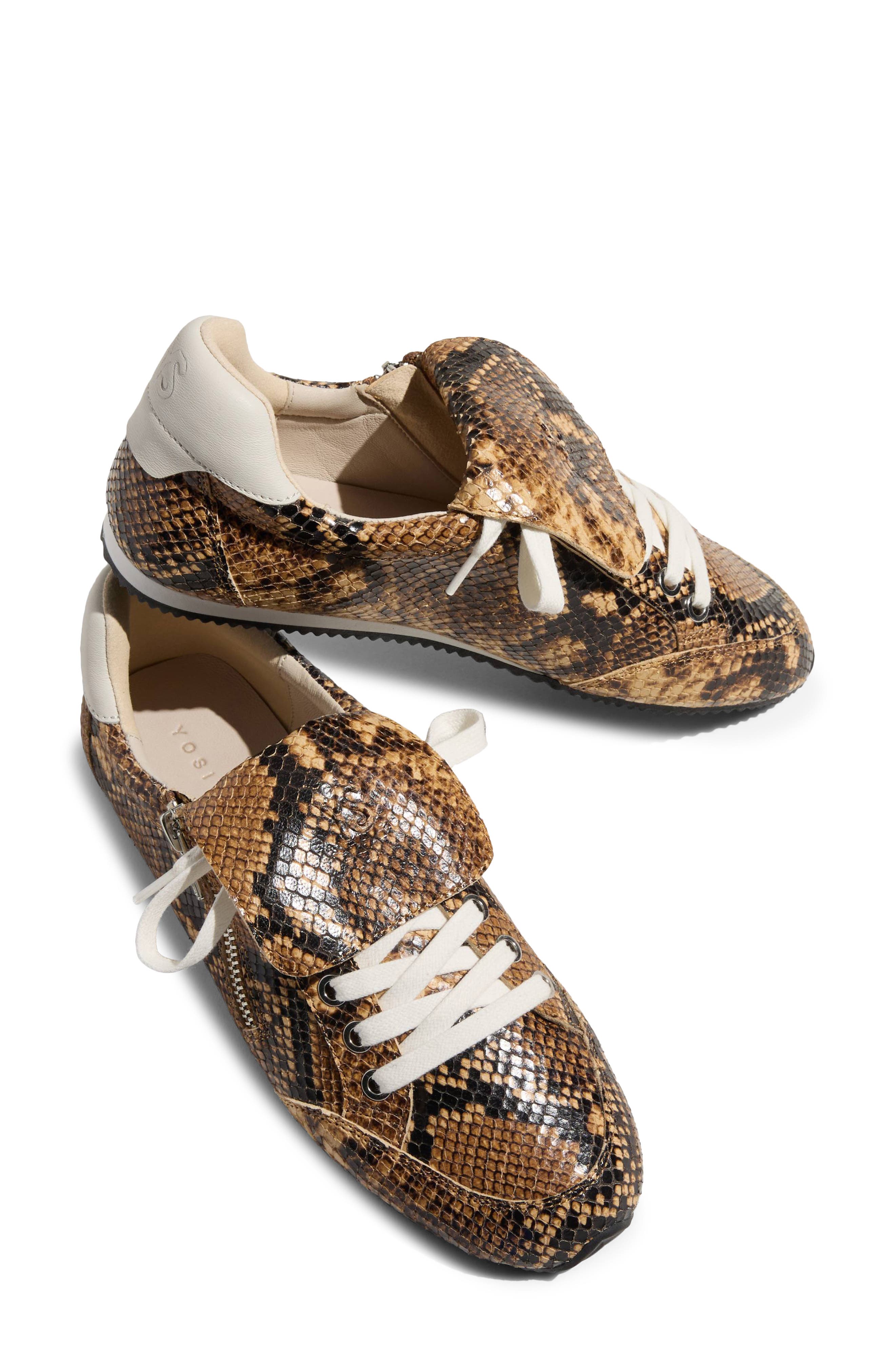 Barclay Snake Embossed Leather Sneaker, Alternate, color, BROWN