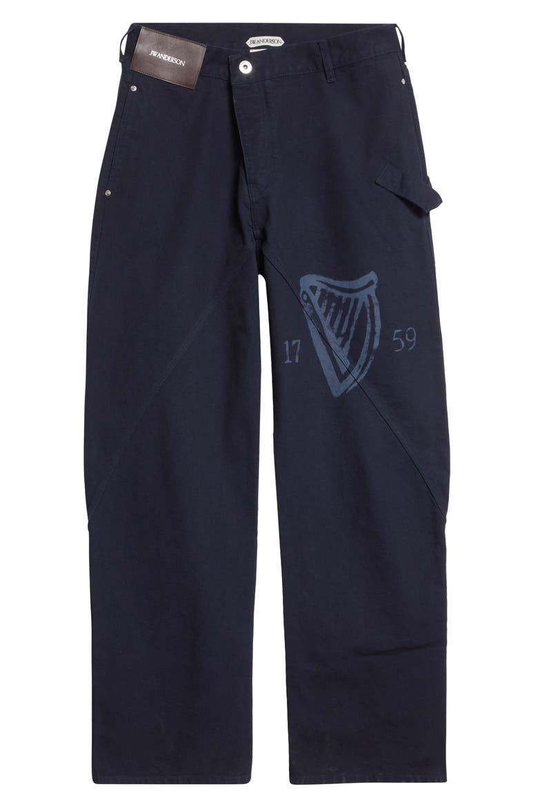 x Guinness Twisted Cotton Canvas Workwear Pants, Alternate, color, INDIGO