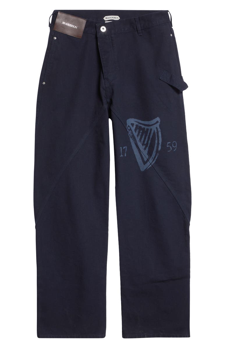 JW Anderson x Guinness Twisted Cotton Canvas Workwear Pants, Main, color, 