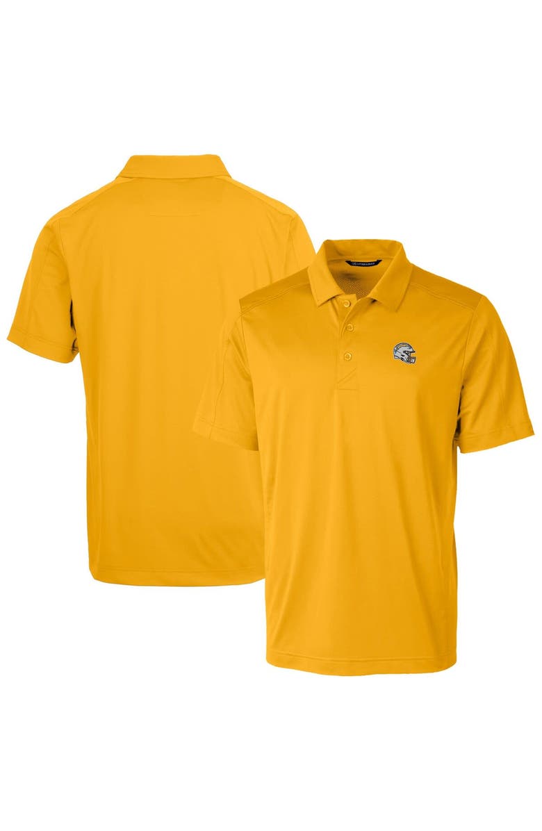 Cutter & Buck Men's Cutter & Buck  Gold Los Angeles Chargers Helmet Prospect Textured Stretch Polo, Main, color, 