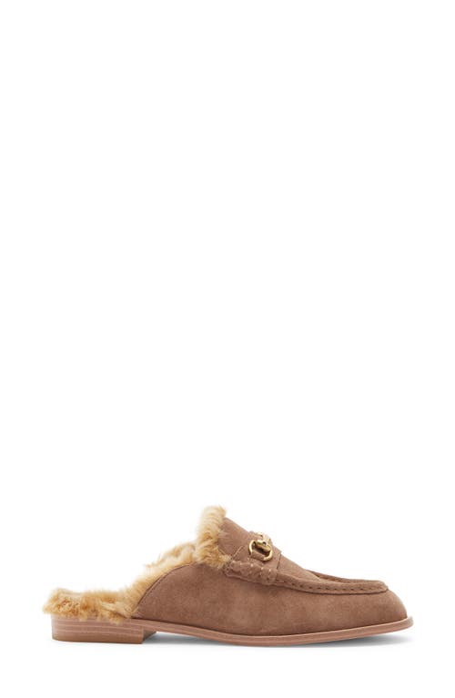 Steve Madden Milah Horsebit Faux Fur Lined Mule In Brown