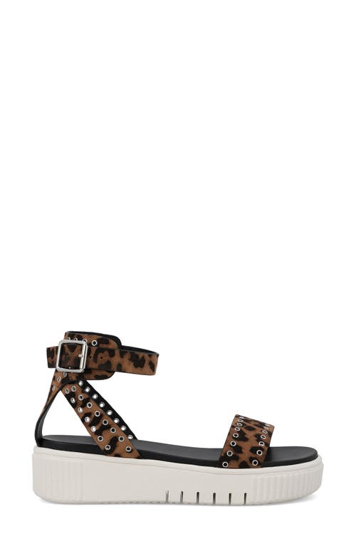 Shop Mia Evelin Ankle Strap Platform Sandal In Leopard Print