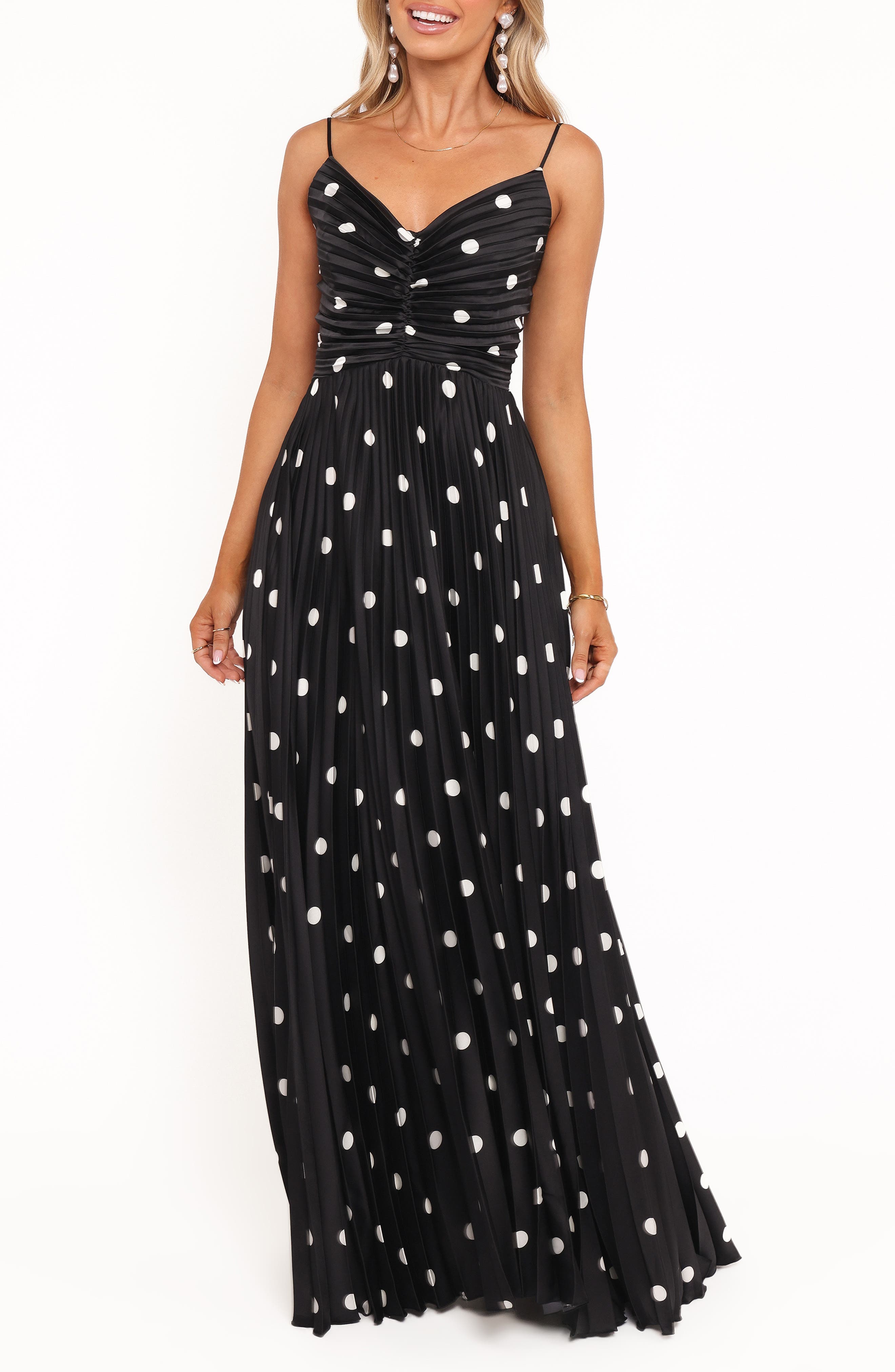 Petal & Pup Naira Dot Pleated Maxi Dress