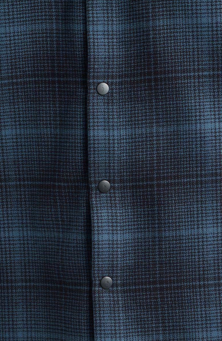 John Varvatos Dario Brushed Cotton Flannel Snap-Up Shirt, Alternate, color, Titanium Blue