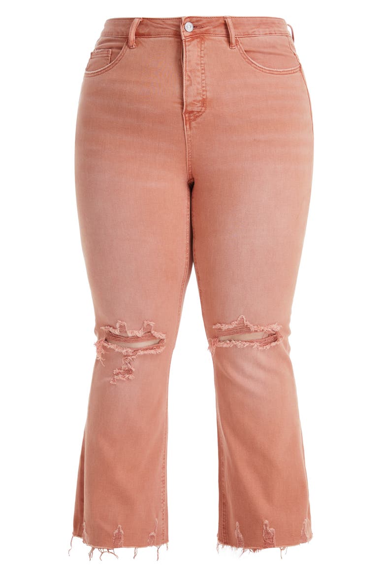 Emily High Waist Distressed Straight Leg Jeans, Alternate, color, ORANGE