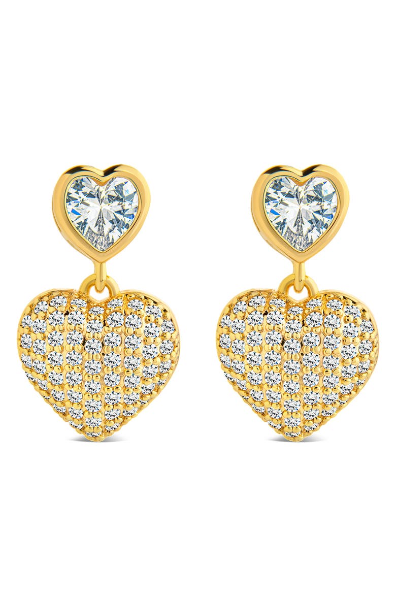 Sterling Forever Double Heart Drop Earrings, Alternate, color, Gold