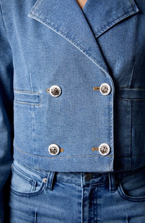 Shop Blue Revival Olivia Cropped Recycled Blazer In Medium Tel Aviv