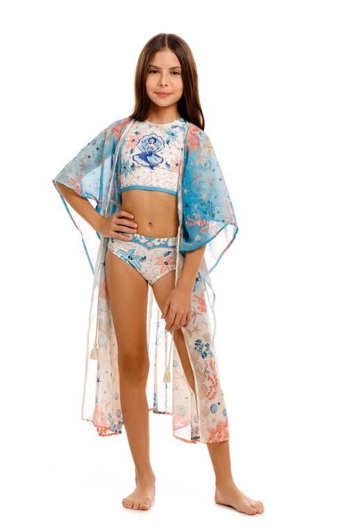 Agua Bendita Kids' Salma Sereia Cover-up Caftan In Blue