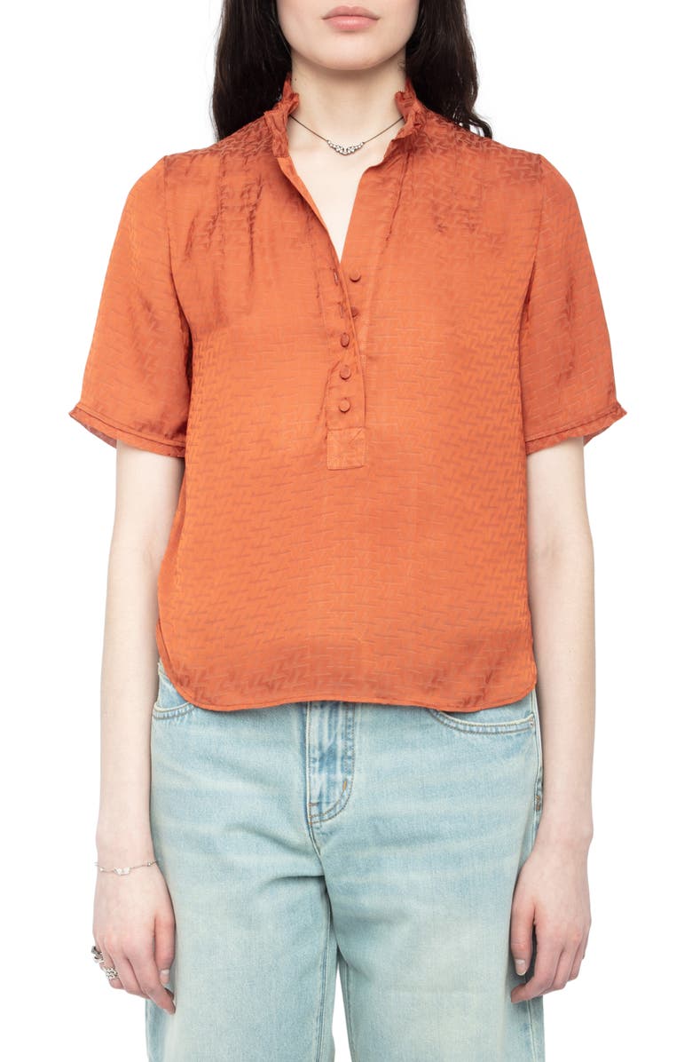 Zadig & Voltaire Topher Satin Jacquard Top, Main, color, 