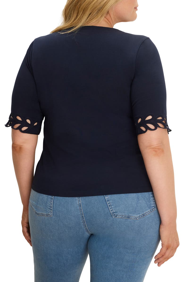 NIC+ZOE Rococo Edge Knit Shirt, Alternate, color, Dark Indigo